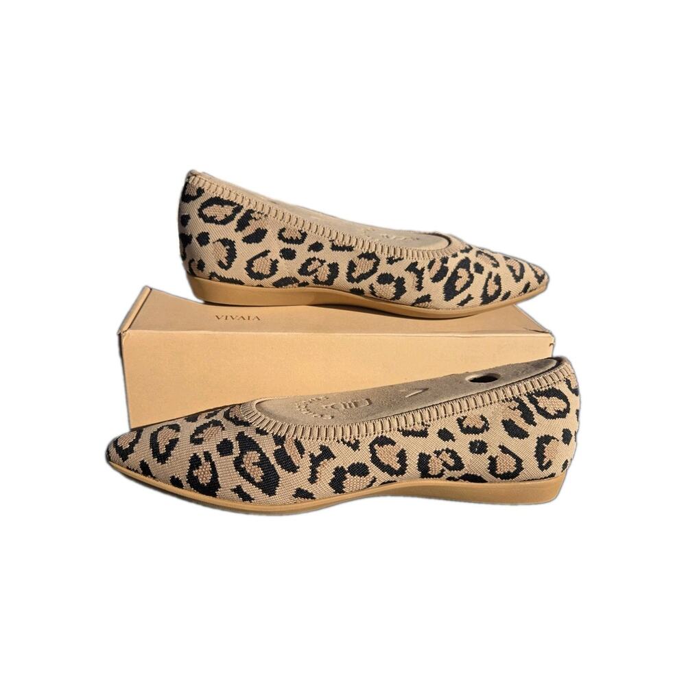 NWT VIVAIA Aria Pointed Toe Flats Dark Leopard Animal Print Women EU 41.5 US 10